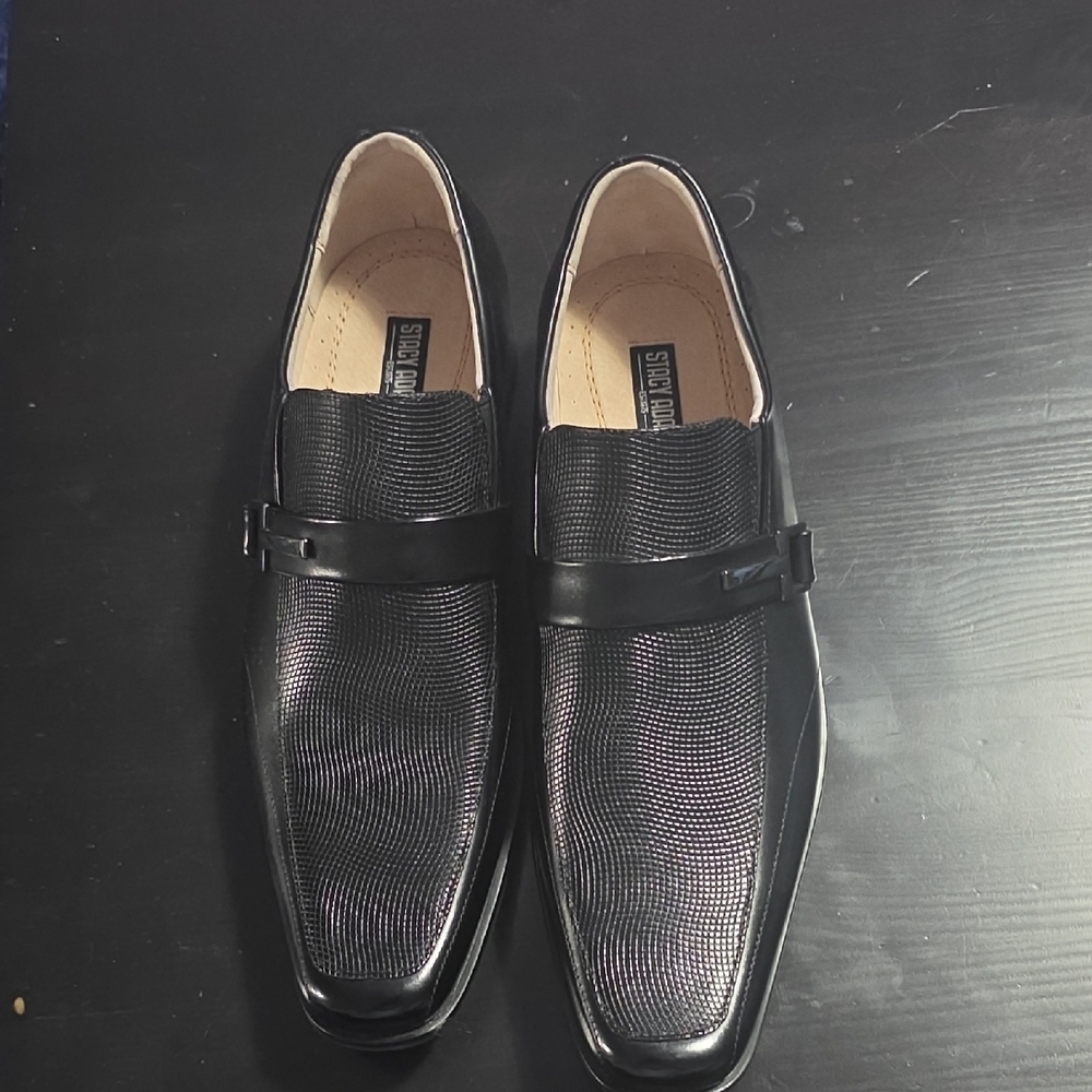 Stacy Adams Black Textured Men's Slip-Ons